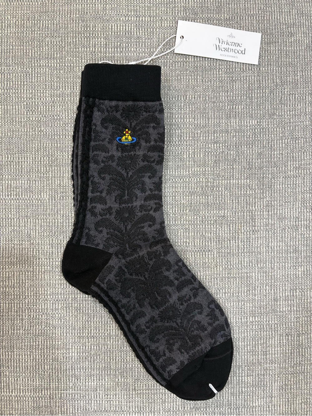 Vivienne Westwood women Black & Gray Patterned Dress Socks